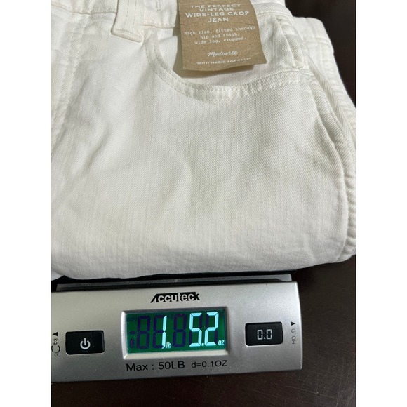 NWT Madewell The Perfect Vintage Wide Leg Crop Jeans White Denim Size 25 - Picture 16 of 16